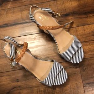 Cork striped sandals NWOT